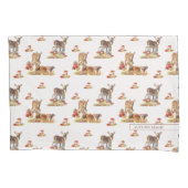 美しい森の動物の秋のアートパターン 枕カバー (正面)