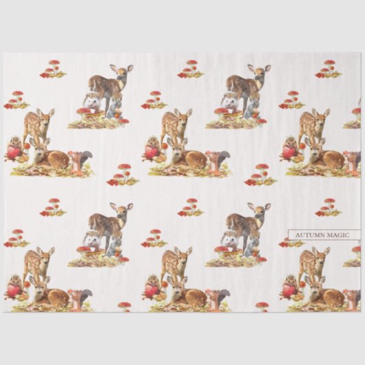 美しい森の動物の秋のアートパターン 薄葉紙 (正面)