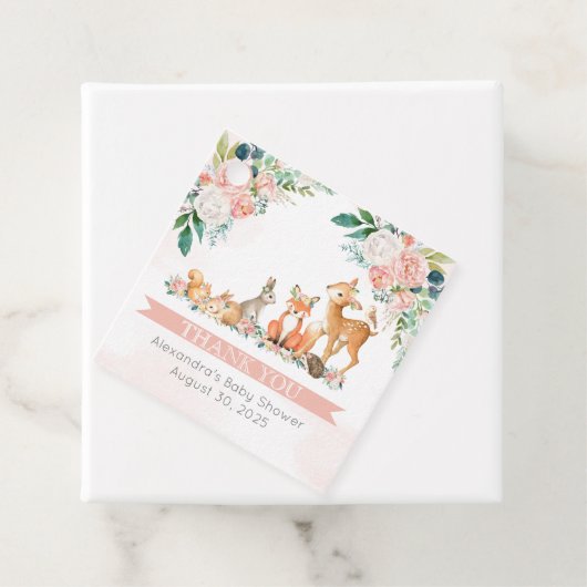 美しい森の森の動物の女の子赤ちゃんシャワー フェイバータグ (インサイチュ)