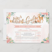 美しい森の森の動物の女の子赤ちゃんシャワー 招待状 (正面)