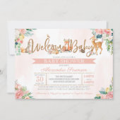 美しい森の森の動物の女の子赤ちゃんシャワー 招待状 (正面)