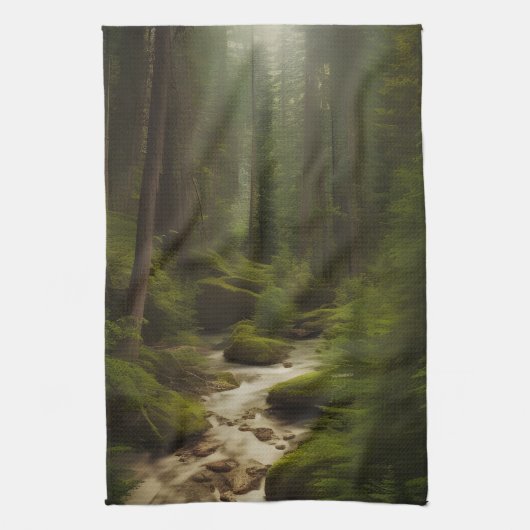 美しい森の風景 キッチンタオル (縦)
