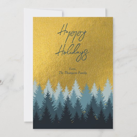 美しい森林とゴールドの風景 ホリデーシーズン シーズンカード (正面)