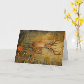 美しい森林動物野生動物の鹿の挨拶 カード (黄色い花)