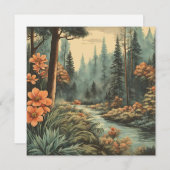 美しい森林河川の風景 シーズンカード (正面/裏面)