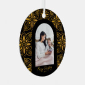 美しい植物のアーチ写真クリスマスブラック メタルオーナメント (正面右)