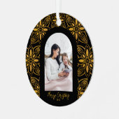 美しい植物のアーチ写真クリスマスブラック メタルオーナメント (正面左)