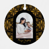 美しい植物のアーチ写真クリスマスブラック メタルオーナメント (正面)