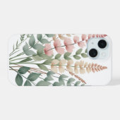 美しい植物のシダの花柄の携帯ケース iPhone 15ケース (裏面横)