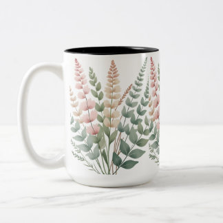 美しい植物のシダの花柄 コーヒー M ツートーンマグカップ