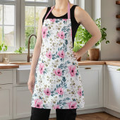 美しい植物のピンクとグリーンの花 エプロン