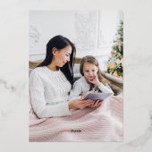 美しい植物のフレーム写真クリスマスブラック 箔シーズンカード (裏面)