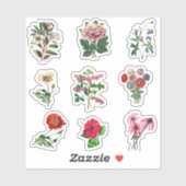 美しい植物のヴィンテージ フラワー セット シール (シート)