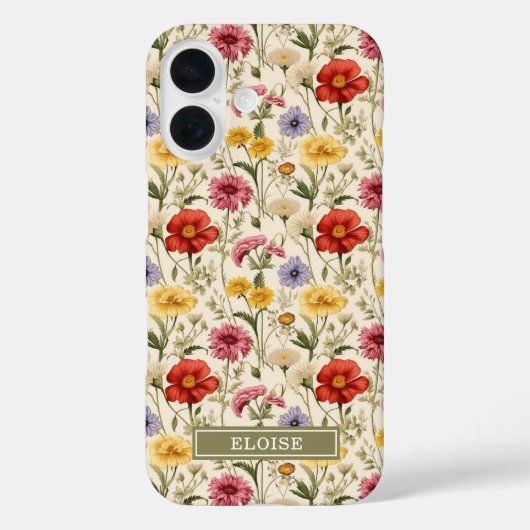 美しい植物の水彩画ワイルドフラワーの名前 Case-Mate iPhoneケース (裏面)