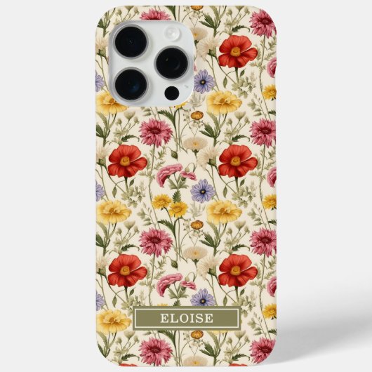 美しい植物の水彩画ワイルドフラワーの名前 Case-Mate iPhoneケース (裏面)