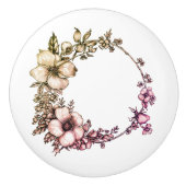 美しい植物の花輪  セラミックノブ (正面)