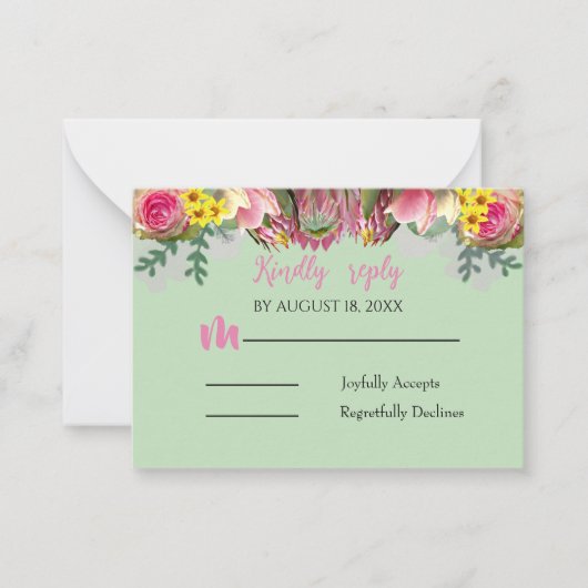 美しい植物フローラガーデンミントリプライカード ノートカード (正面)