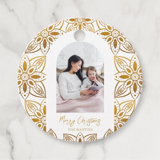 美しい植物体のアーチ写真クリスマス フェイバータグ (正面)