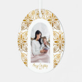 美しい植物体のアーチ写真クリスマス メタルオーナメント (正面左)