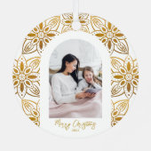 美しい植物体のアーチ写真クリスマス メタルオーナメント (裏面)