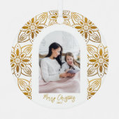 美しい植物体のアーチ写真クリスマス メタルオーナメント (正面)