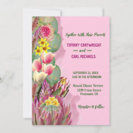 美しい植物園の花の結婚式 招待状