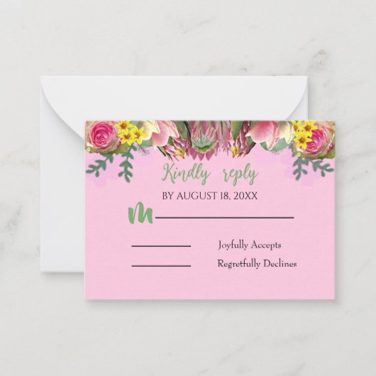 美しい植物園フローラピンクトリプライ ノートカード (正面)