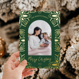 美しい植物園写真クリスマスグリーン 箔シーズンカード