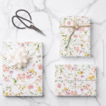 美しい植物夏の野草のシンプル花かわいい ラッピングペーパーシート<br><div class="desc">夏のワイルドフラワーラッピング紙シート</div>