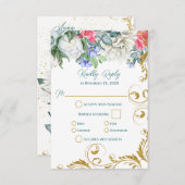 美しい植物学フェイク金ゴールド渦巻き旋回RSVP 出欠カード (正面/裏面)