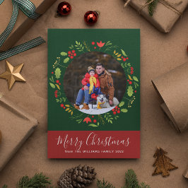 美しい植物学メリークリスマスリース写真 シーズンカード