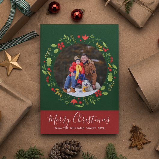 美しい植物学メリークリスマスリース写真 シーズンカード