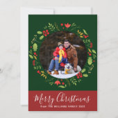 美しい植物学メリークリスマスリース写真 シーズンカード (正面)