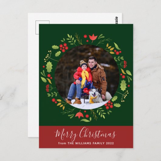 美しい植物学メリークリスマスリース写真 ポストカード (正面/裏面)