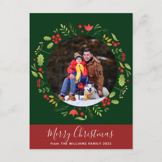 美しい植物学メリークリスマスリース写真 ポストカード (正面)