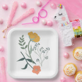 美しい植物学的な花柄パターン ペーパープレート (パーティー)