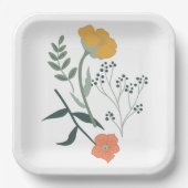 美しい植物学的花柄パターン ペーパープレート (正面)