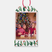 美しい植物家族クリスマスグリーンレッド ギフトタグ (正面)