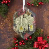 美しい植物性の白い蘭のエレガントフローラ ガラスオーナメント