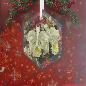 美しい植物性の白い蘭のエレガントフローラ ガラスオーナメント