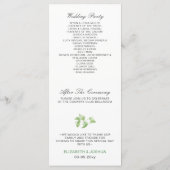 美しい植物性の緑の結婚式プログラム プログラム (裏面)