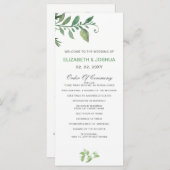 美しい植物性の緑の結婚式プログラム プログラム (正面/裏面)