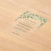 美しい植物性の緑の結婚式招待状 アクリル招待状 (レイダウン)