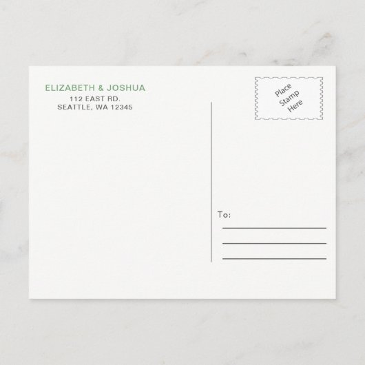 美しい植物性の緑Save the Date 案内ポストカード (裏面)