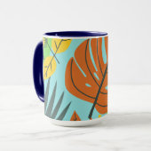 美しい植物性クリエイティブかわいいパターンブルー マグカップ (正面左)