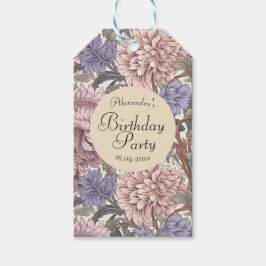 美しい植物性ピンク紫かわいい誕生日 ギフトタグ