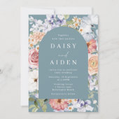 美しい植物性フローラアーチフレ結婚ーム 招待状 (正面)