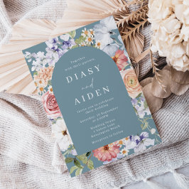 美しい植物性フローラアーチフレ結婚ーム 招待状