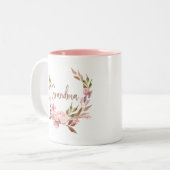 美しい植物性フローラリース |おばあちゃん ツートーンマグカップ (正面左)