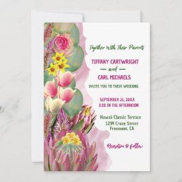 美しい植物性フローラ庭園の結婚式 招待状